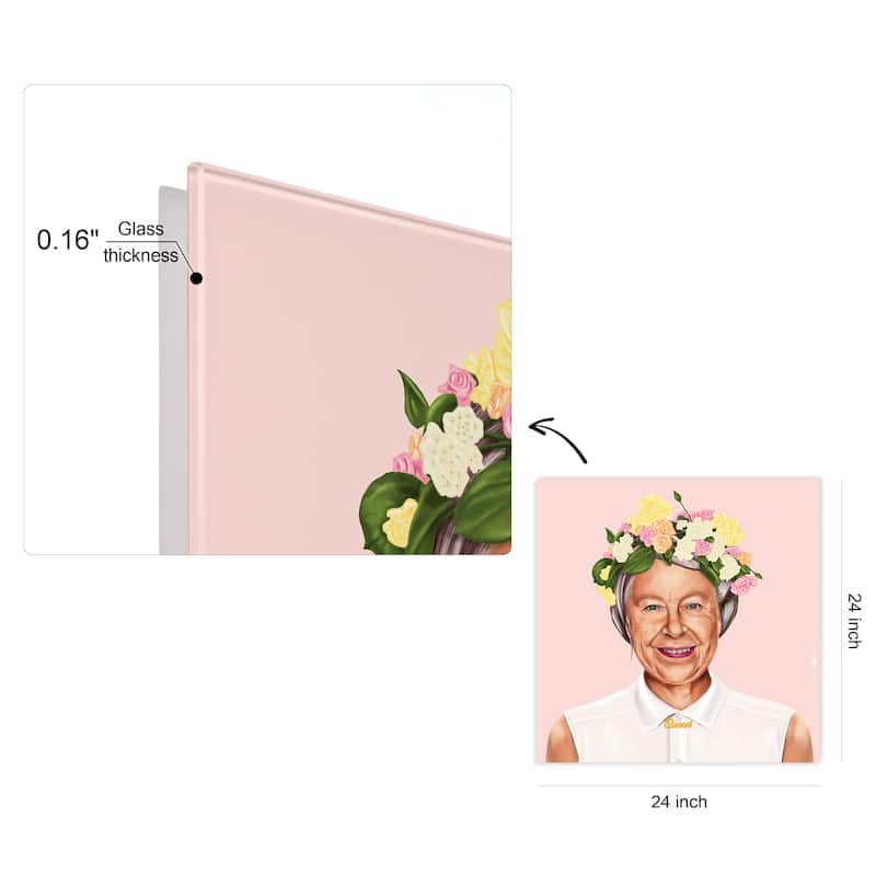 Empire Art Direct Hip Queen Elizabeth II Printed Tempered Glass Wall Art - Multi-Color