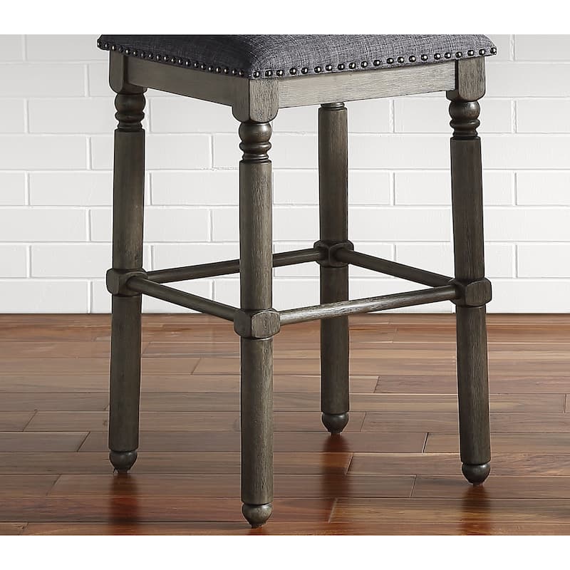 Roundhill Furniture Arnhem Wood Upholstered Counter Height Stool, Set of 2