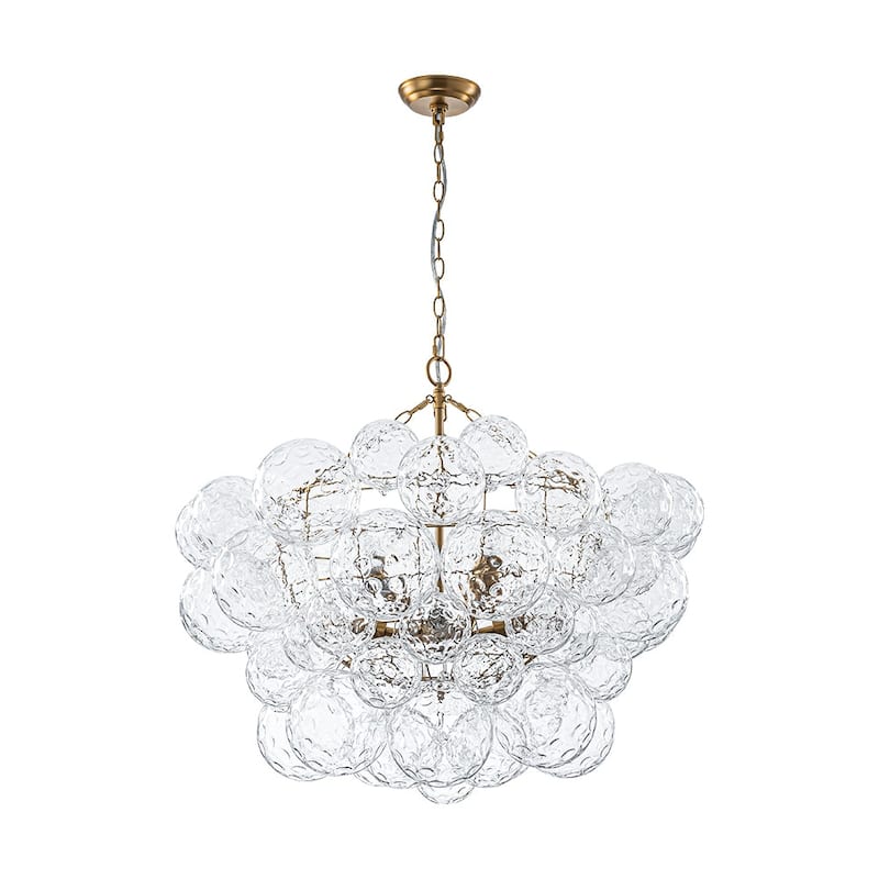 Luxury Brass Hammered Water Glass Globe Cluster Bubble Chandelier