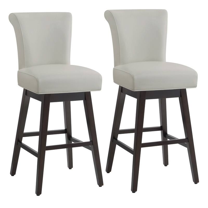 Spruce & Spring Noah Upholstered 26-inch Counter Height Swivel Barstool Set - Set of 2 - Light Grey - Bar Height