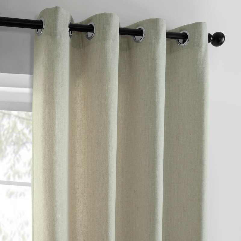 Exclusive Fabrics Basic Faux Linen Curtain Pair - 2 Panels - Light Filtering Grommet Curtains