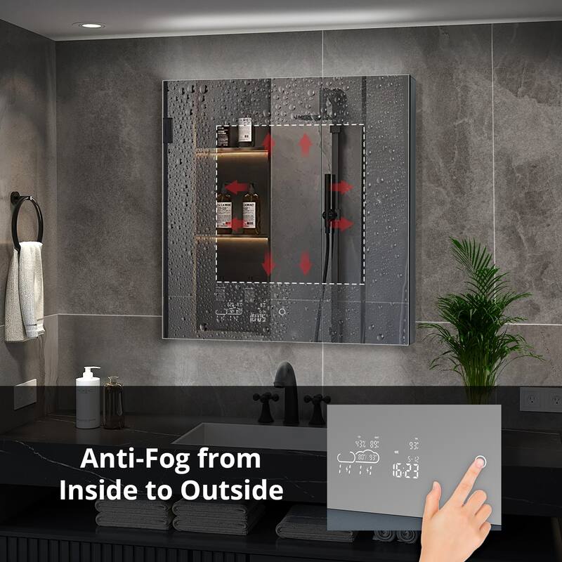 Savera 30 in. Surface-Mount LED Mirror Medicine Cabinet with Defogger