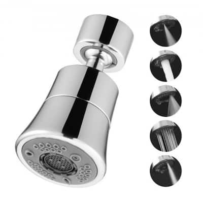 Silver Rotatable Faucet Extender with 5 Water Flow Modes and Core - 1.6 x 1.6 x 2.8 in