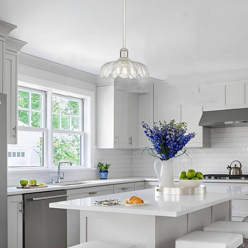 10.4” Hanging lighting brushed nicke bedroom light fixture glass, metal pendant light