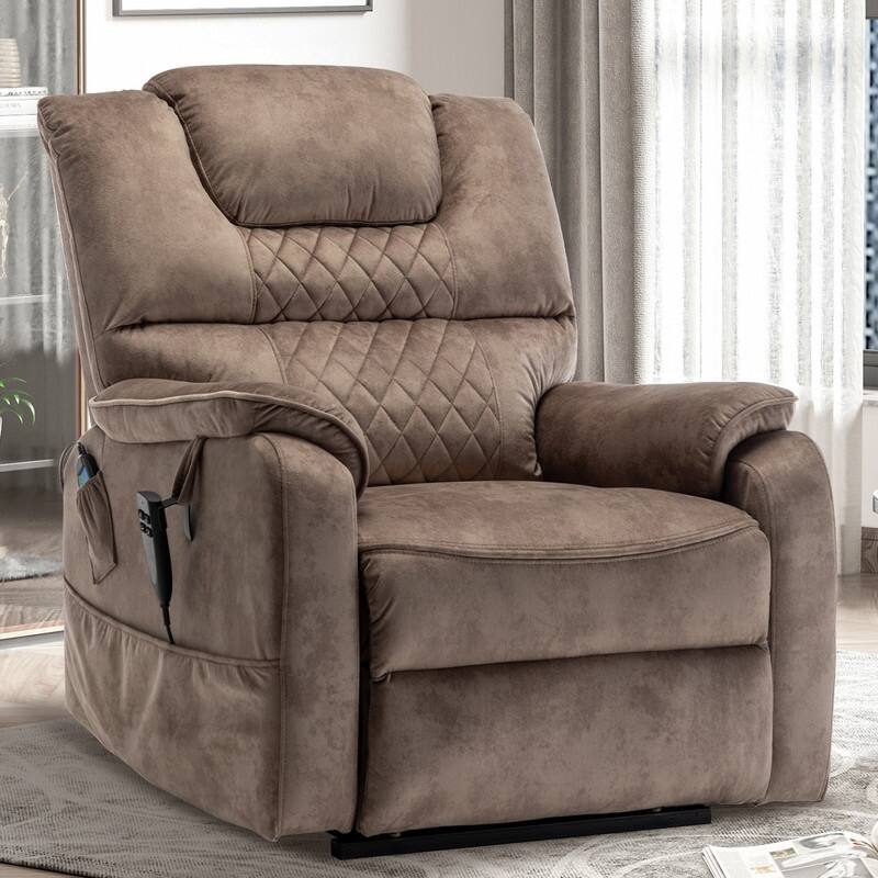 Exclusive Big and Tall Velvet Power Lift Recliner Chair with Massage, Heating System