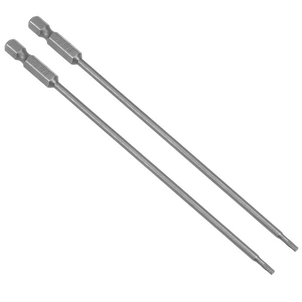 2Pcs 1/4" Hex Shank 150mm Length Magnetic Torx Security T8 Screwdriver Bits S2 - H1/4*150L*TT8 2pcs