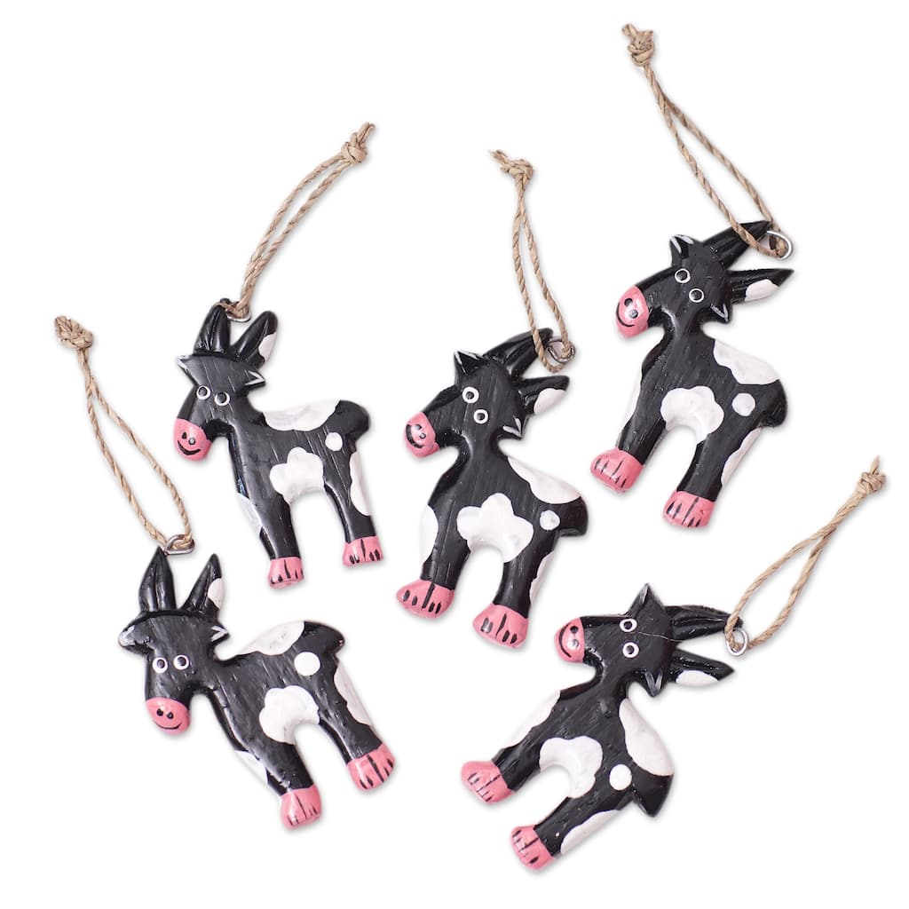 Novica Handmade Night Deers Wood Ornaments (Set Of 5)