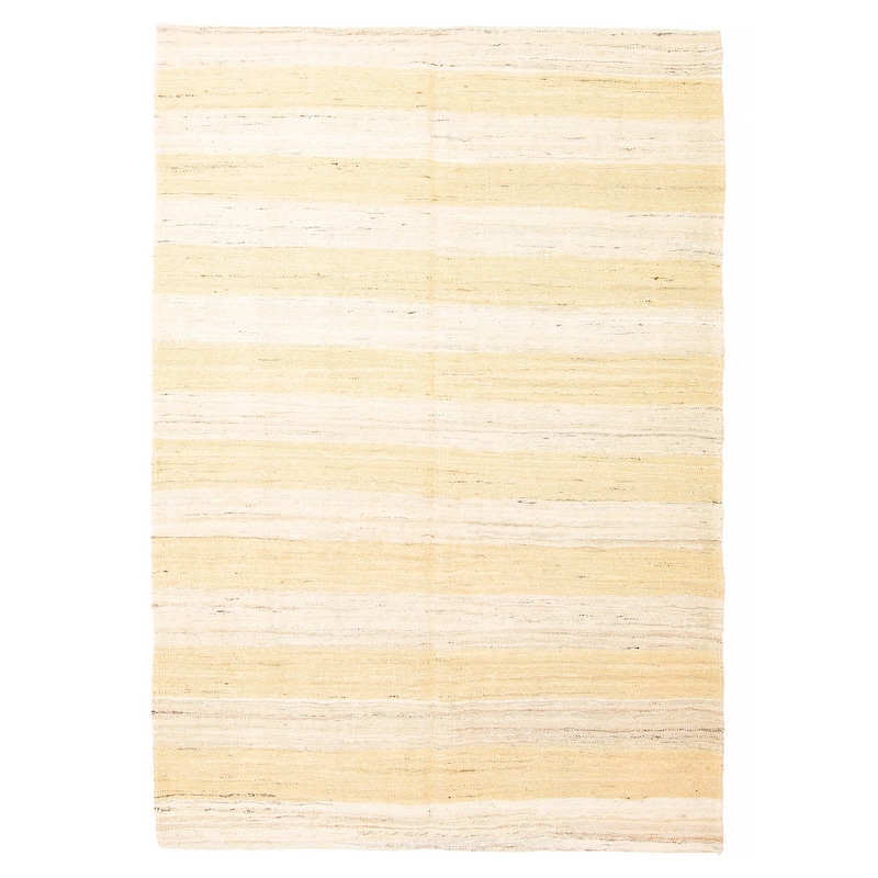 ECARPETGALLERY Flat-Weave Boho Beige Wool Kilim - 4'11 x 7'3 - Beige - 4'11 x 7'3