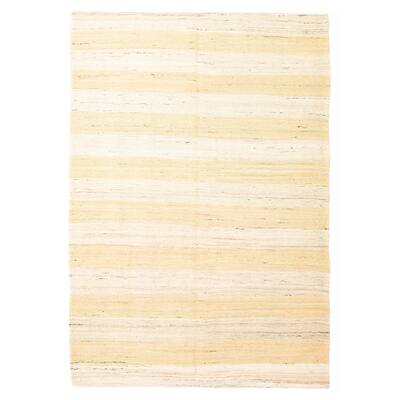ECARPETGALLERY Flat-Weave Boho Beige Wool Kilim - 4'11 x 7'3