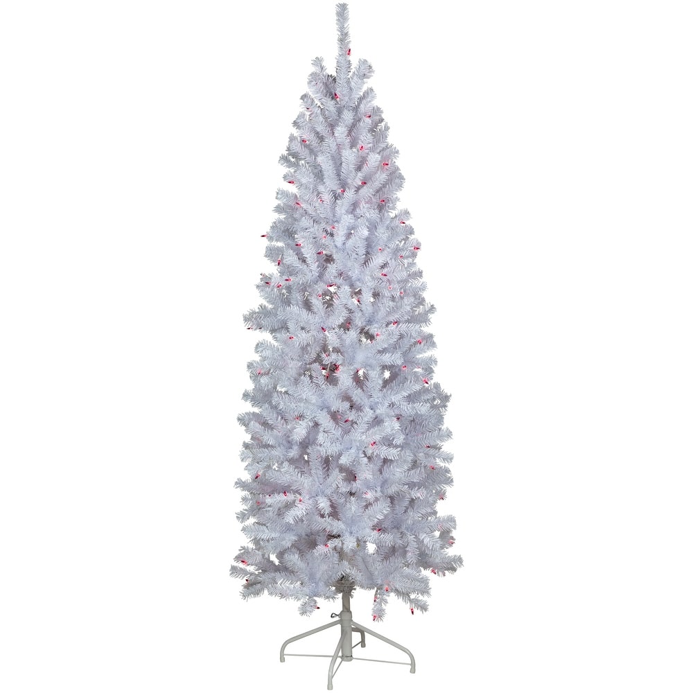 6.5' Pre-Lit Slim Geneva White Spruce Artificial Christmas Tree