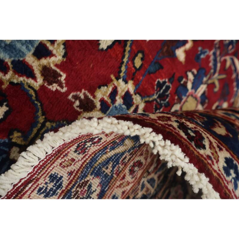 Hand Knotted Oriental 100% Wool Carpet Traditional Floral Red Kashan Area Rug - 12' 2'' X 9' 7''