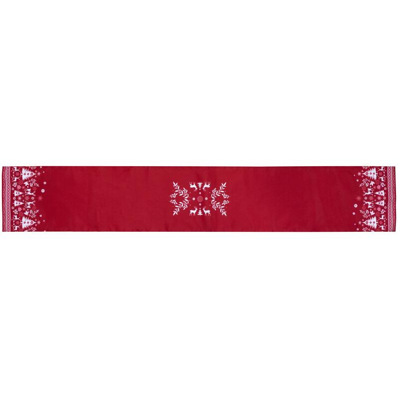 Reindeer and Snowflakes Rectangular Christmas Table Runner - 90"