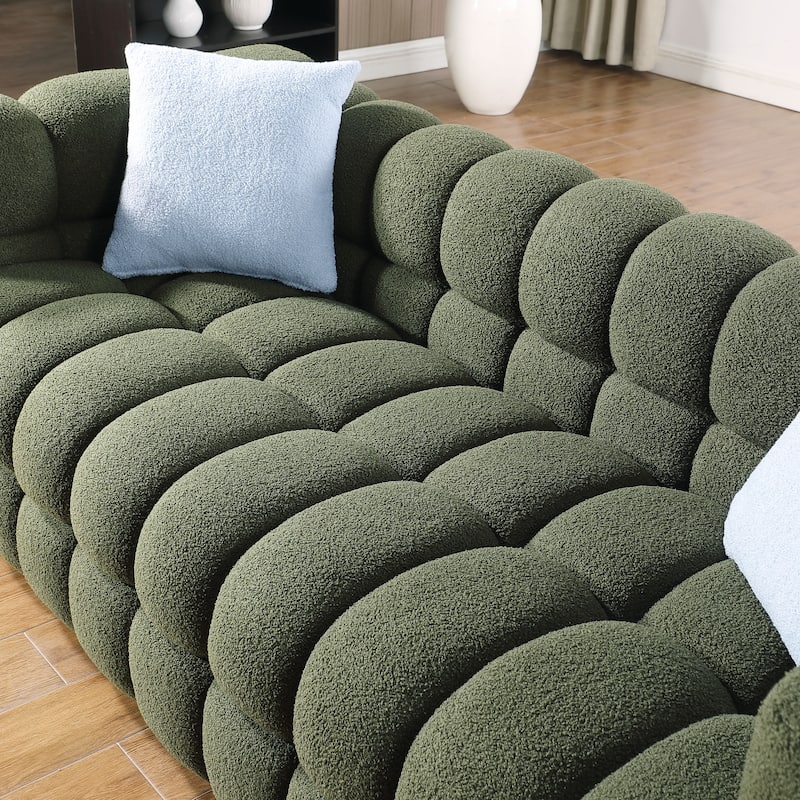 Wayna Modern Square Sofa, Sherpa Thick Cushion Double Sofa