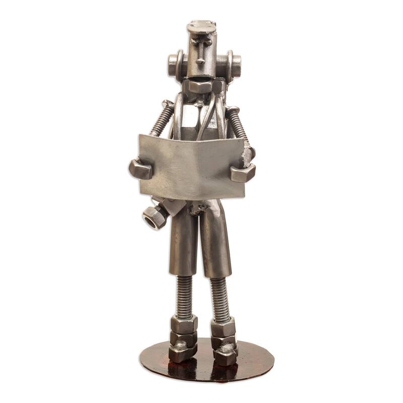 Novica Handmade Backpacker Auto Part Sculpture