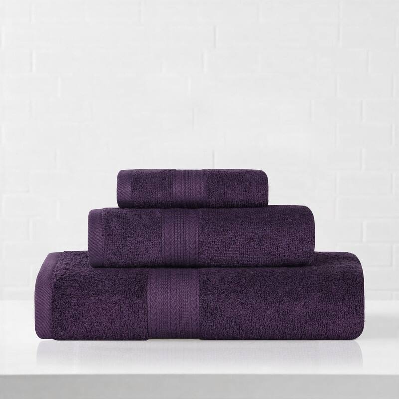 Superior Eco-Friendly Cotton 3-Piece Towel Set - Eggplant