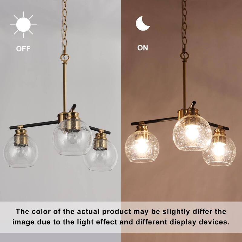 Modern 3-Light Black Gold Sputnik Chandelier Pendant Lights for Dining Room - 18" D x 17.5" H