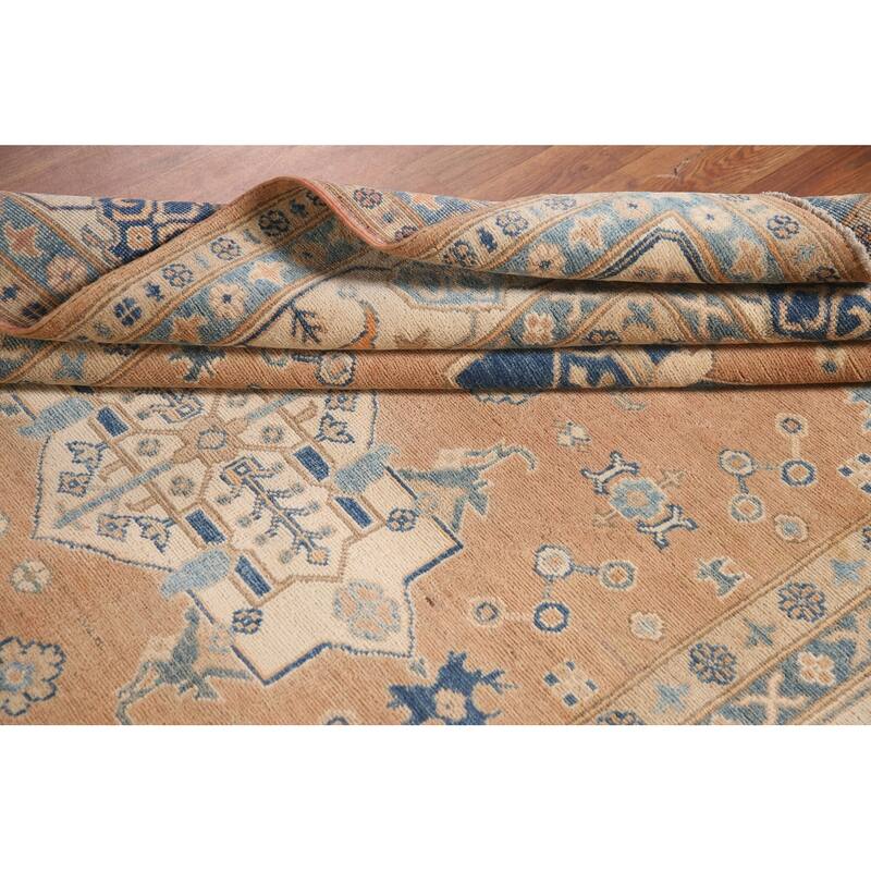 Geometric Kazak Area Rug Hand-Knotted Bedroom Wool Carpet - 5'11" x 8'9"