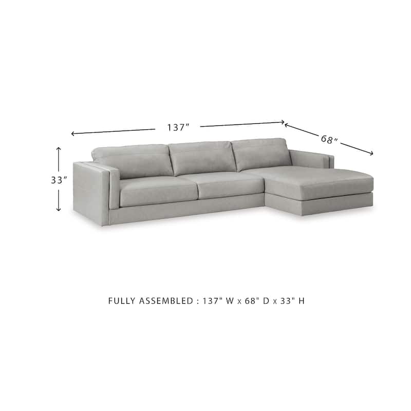 Signature Design by Ashley Amiata Gray 2-Piece Sectional with Chaise - 137"W x 68"D x 33"H