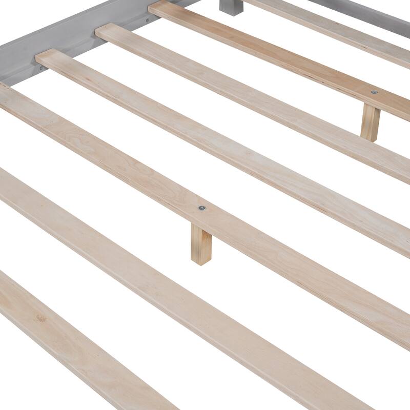 Multifunctional Wood Platform Bed, Twin/Full with LED Headboard Light & Storage