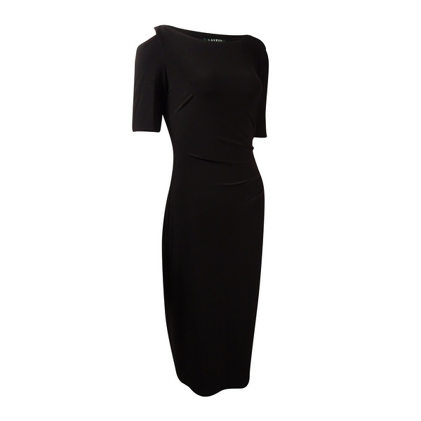 Lauren Ralph Lauren Women\u0026#x27;s Cold-Shoulder Tucked Jersey Dress - Black