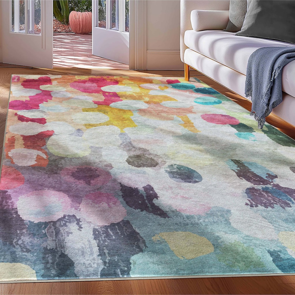 Well Woven Apollo Abstract Galets Aquarelle Pebble Watercolor Area Rug