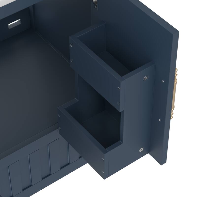 30" Bathroom vanity with sink, multi-functional bathroom cabinet with doors and storage shelves, featuring drawers