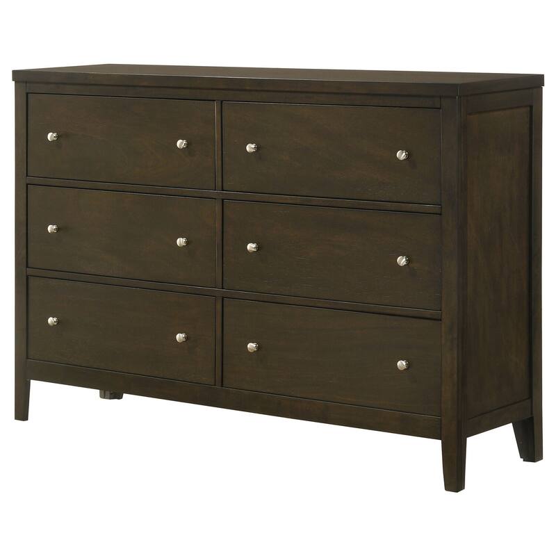 6-Drawer Dark Cocoa Dresser Cabinet with Modern Styling, Smooth Glide Drawers, and Spacious Bedroom Organization