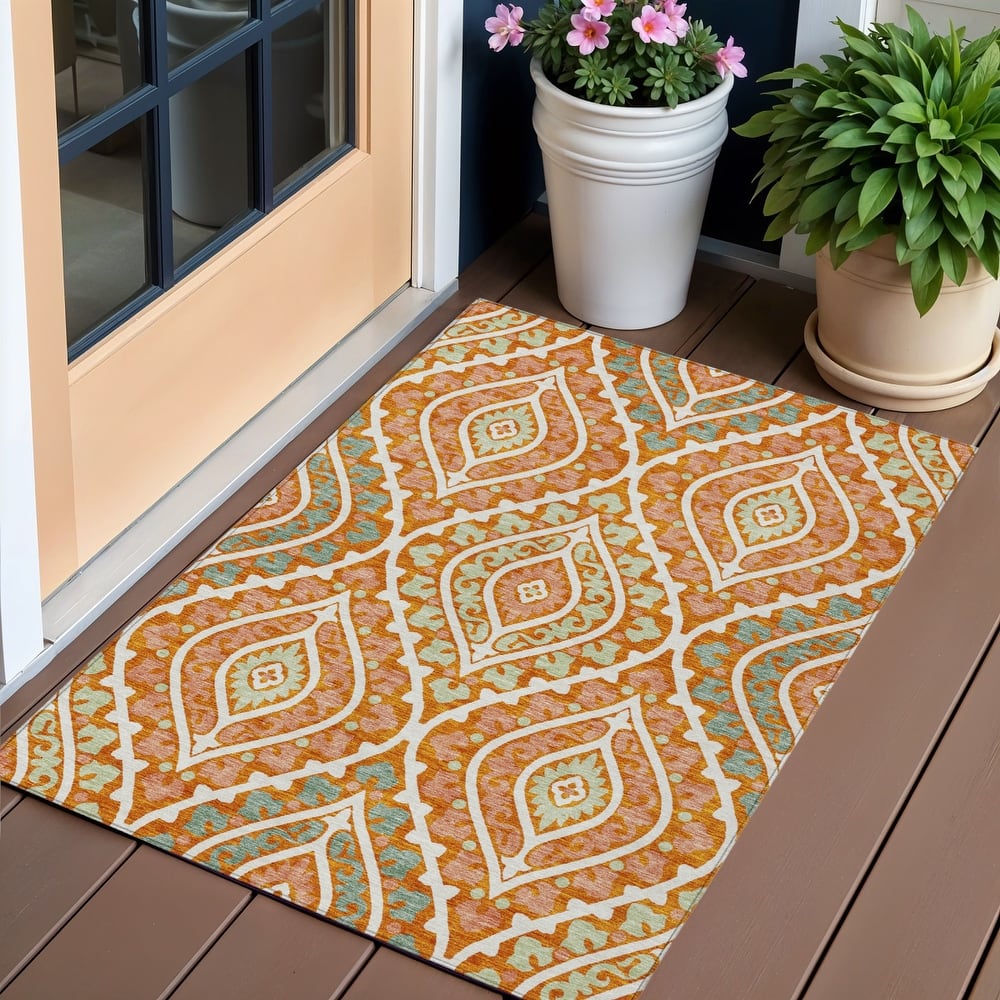 HomeRoots Floral Transitional Rectangle Outdoor Rug