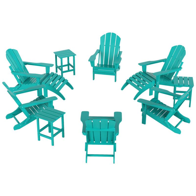Laguna Hdpe All Weather Outdoor Patio Foldable Adirondack Chairs Conversation Set (12-Piece Set)