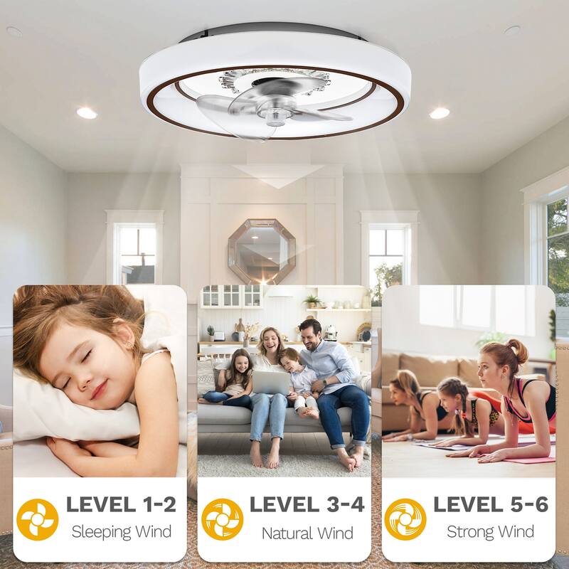 Moasis Dimmable LED 6 Speeds 20" Ceiling Fan Light
