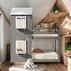 preview thumbnail 18 of 32, Multifunction Twin Over Twin Roof Window Bunk Bed With Guardrail And Ladder Grey