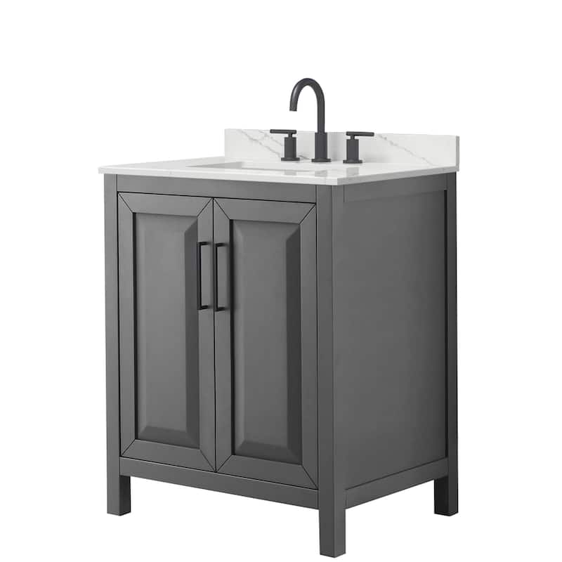 Wyndham Collection WCV252530S-QTZ-US3MXX Daria 30" Free Standing - Dark Gray / Giotto Quartz Top / Matte Black