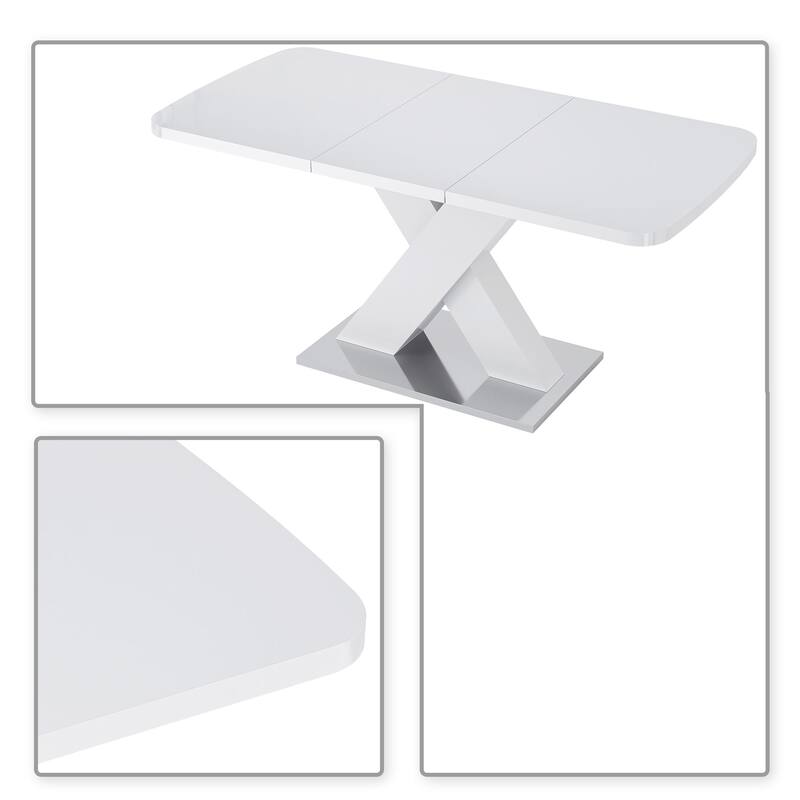 Elegant Stylish Stretchable Wooden Dining Table with Self-Storage Leaf