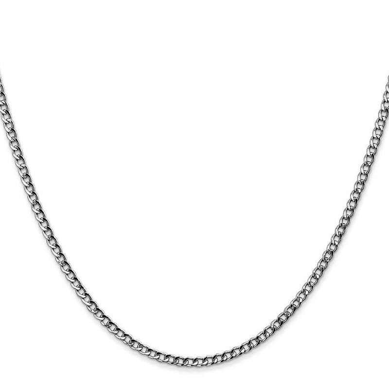 Curata 14k White Gold 9" 2.5mm Semi solid Mariner Anchor Chain Anklet (Lobster-claw)