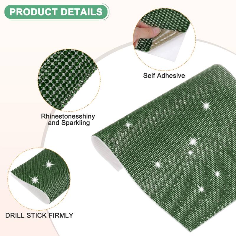 1 Roll Crystal Rhinestone Ribbon, for DIY - Dark Green - 9.45 Inch x 7.87 Inch