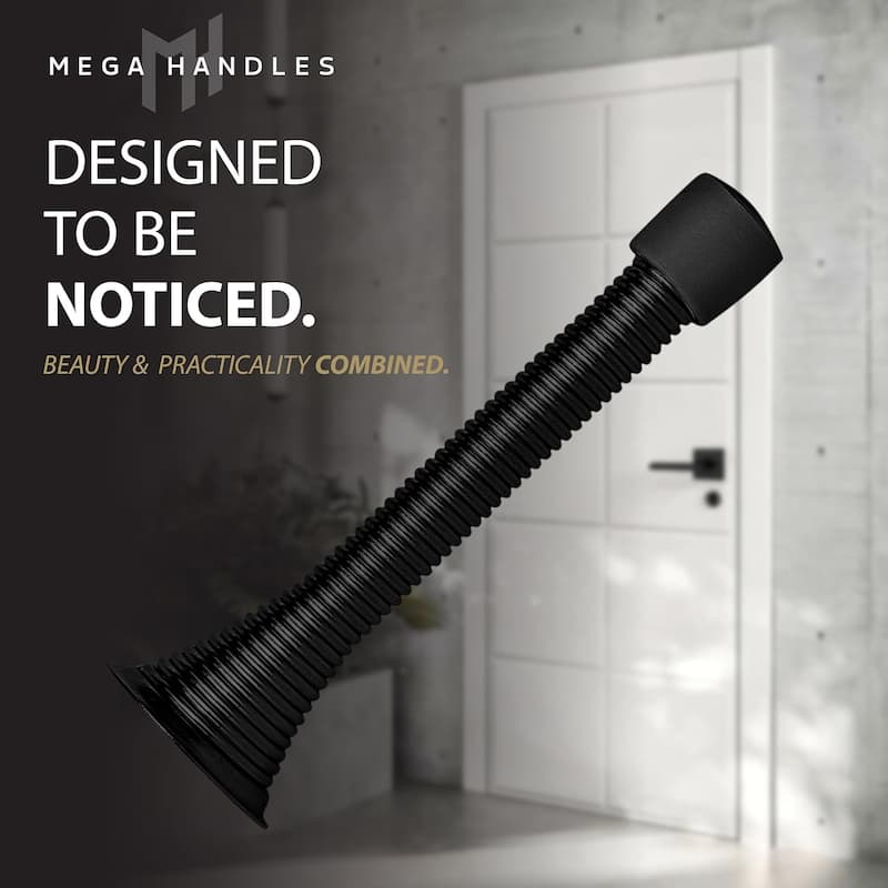 Mega Handles Spring Door Stop with Rubber Bumper | Door Knob and Wall Protection
