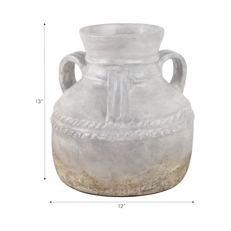 Terracotta Vase Rustic Textured Design Double Handles for Modern Space