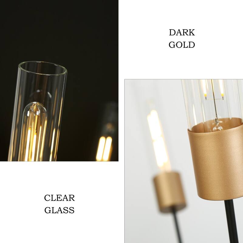 Modern Black Gold 6-Light Chandelier Crown Design Light Fixture for Dining Room - 43.7 " × 26.4 "