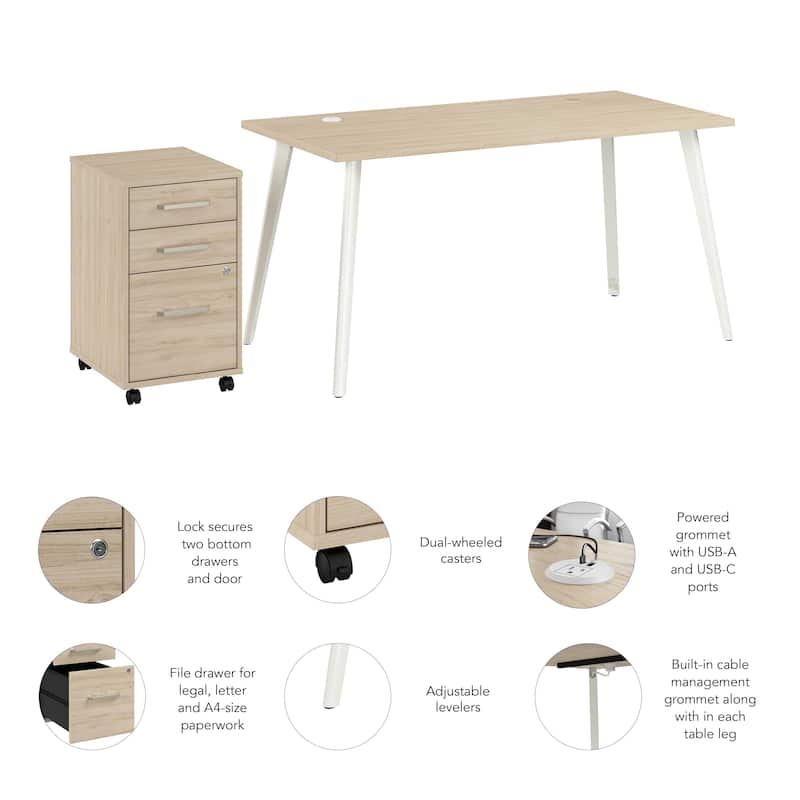 Bush Business Furniture Vista 60W Desk with Mobile File Cabinet