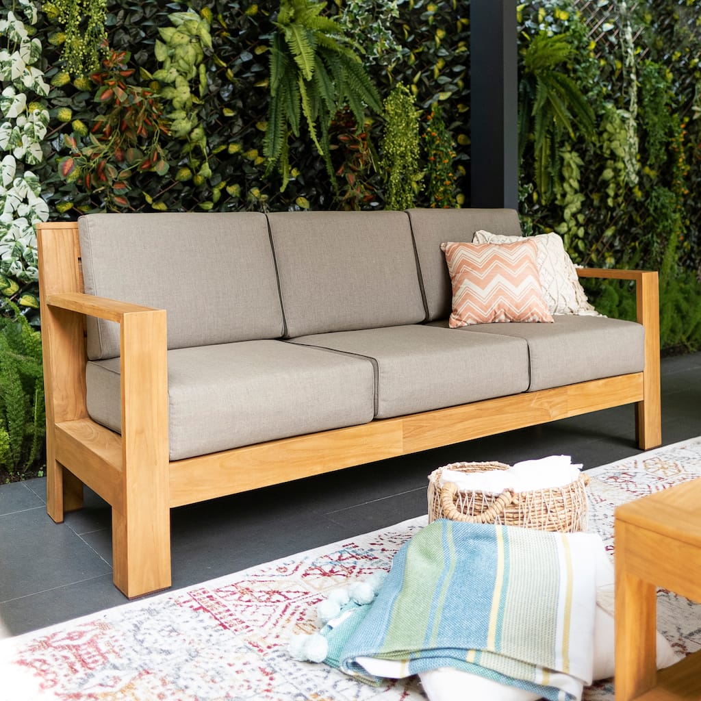 Cambridge Casual Logan Teak Outdoor 3-Seater Sofa with Sunbrella Cushion