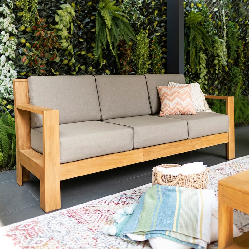 Cambridge Casual Logan Teak Outdoor 3-Seater Sofa with Sunbrella Cushion