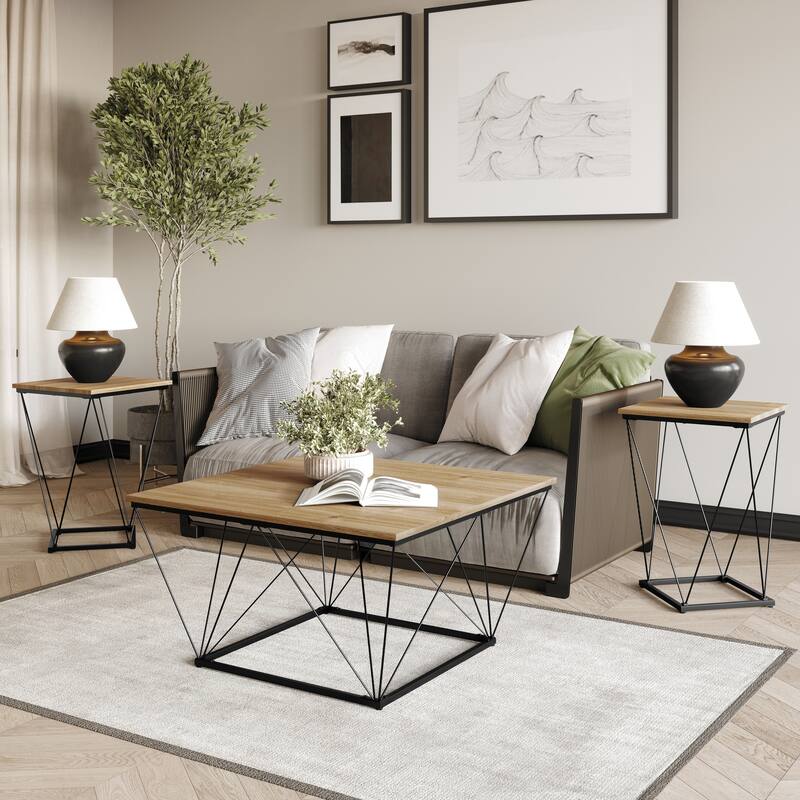 CraftPorch Minimalist 3- Pieces Coffee Table Set