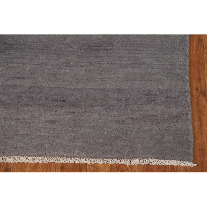 Blue & Grey Gabbeh Oriental Runner Rug Handmade Wool Carpet - 2'8"x 8'0"