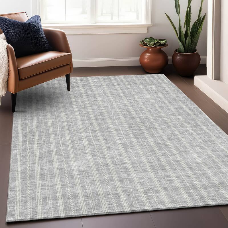Premium Washable Super Soft Stripe Mayfield Rug - Silver - 2'6" x 3'10"