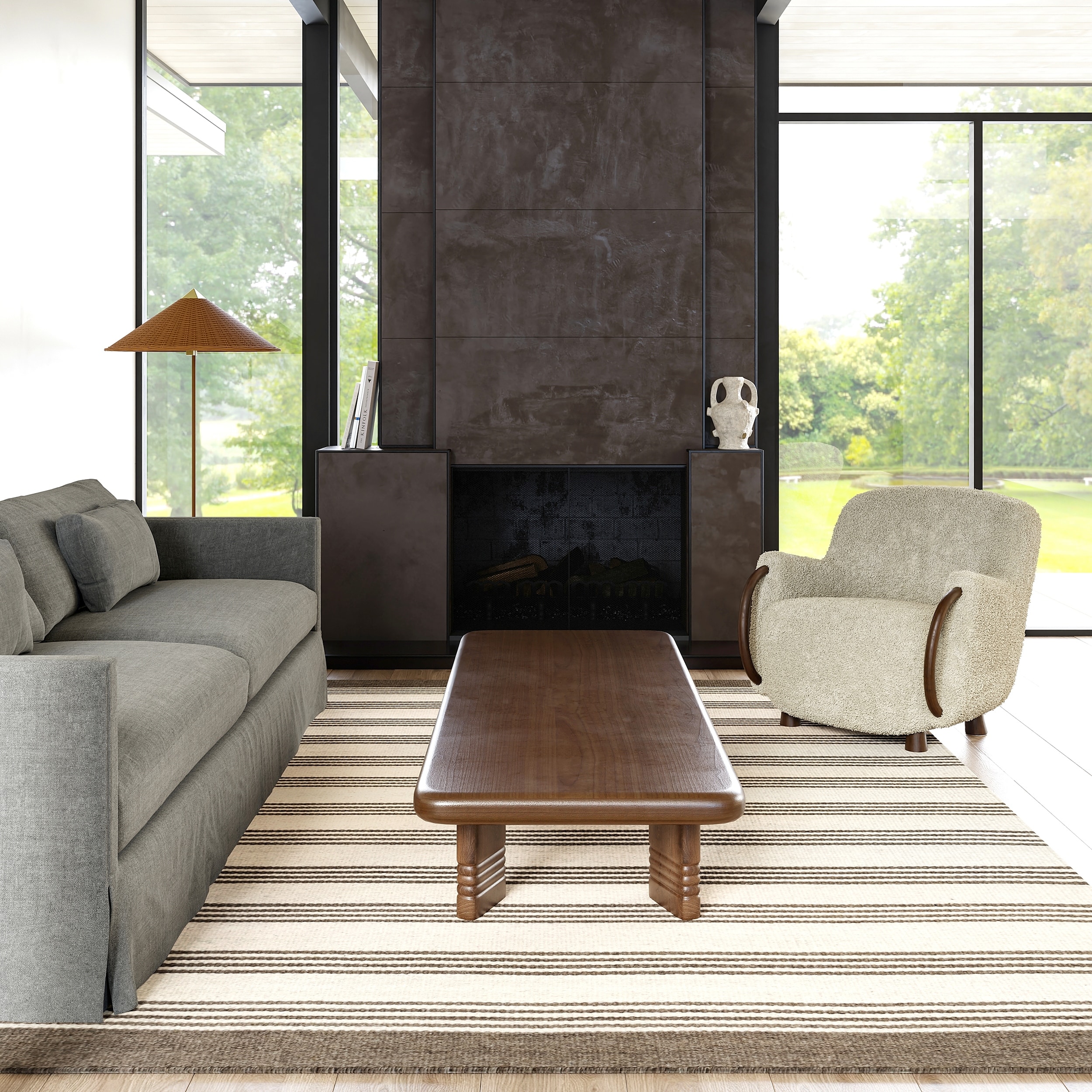 Sage Striped Wool-Blend Area Rug