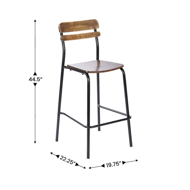 2PK Commercial Solid Wood Bar Stools with Frames and Antique Finish - 19.75"W x 22.25"D x 44.5"H