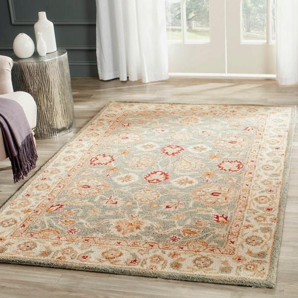 SAFAVIEH Handmade Antiquity Anner Traditional Oriental Wool Area Rug - 4' x 6' - Grey Blue/Beige - Rectangle