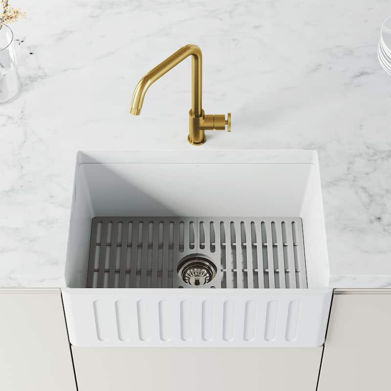 VIGO Cass Industrial 14" H Single Handle Kitchen Bar Faucet