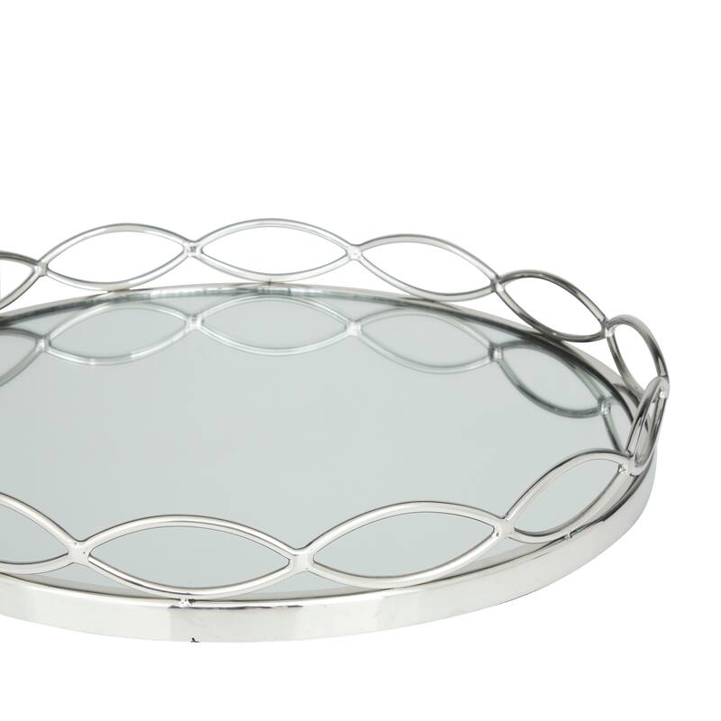 Contemporary Stainless Steel Metal Mirrored Tray (Set of 2) - Silver or Gold