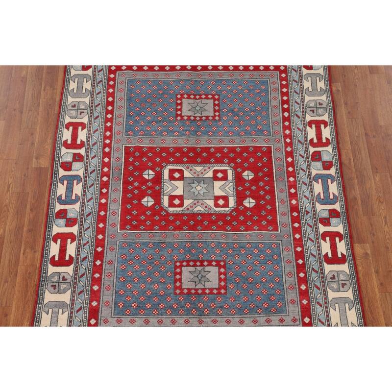 Kazak Oriental Area Rug Handmade Grey Traditional Wool Carpet - 4'11" x 6'9"